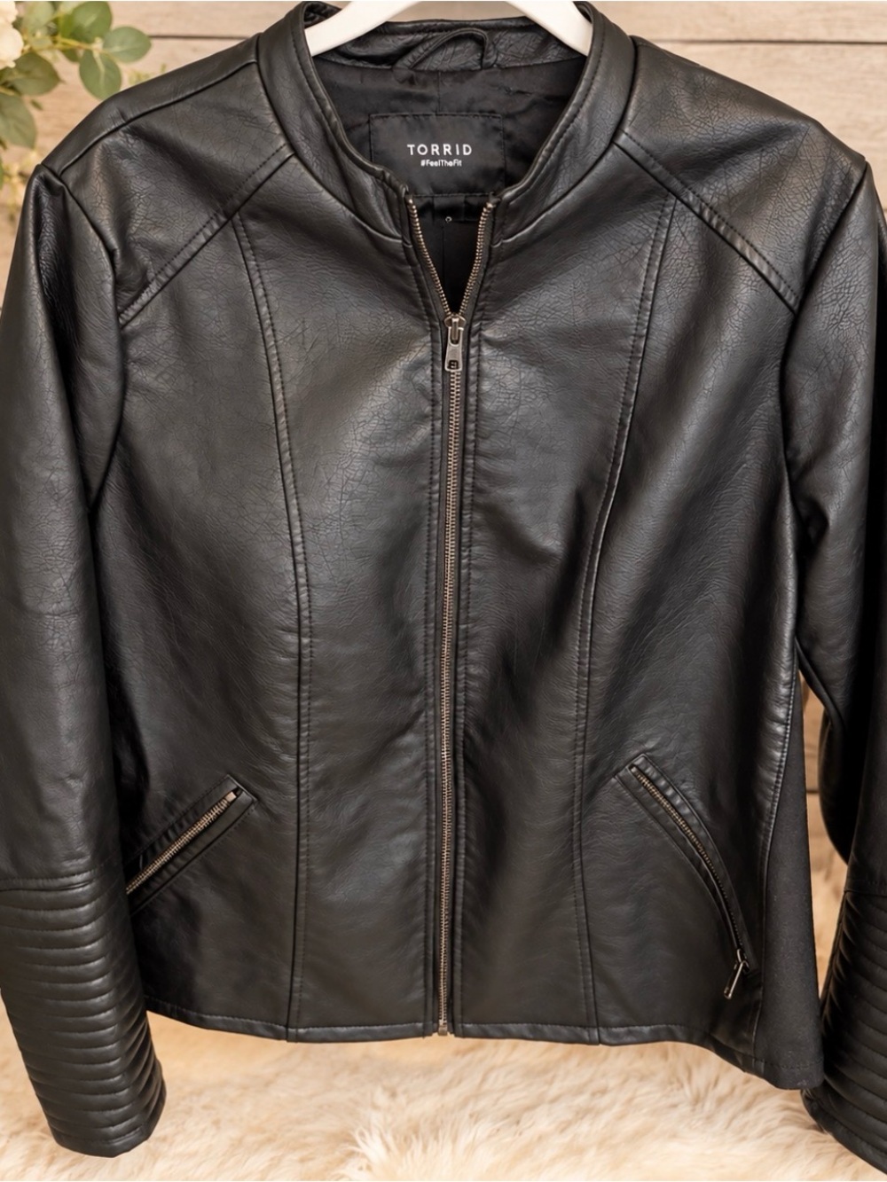 Torrid Black Faux Leather Zip-Up Moto Jacket